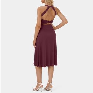 Halara backless cutout midi dress with split and pockets L
